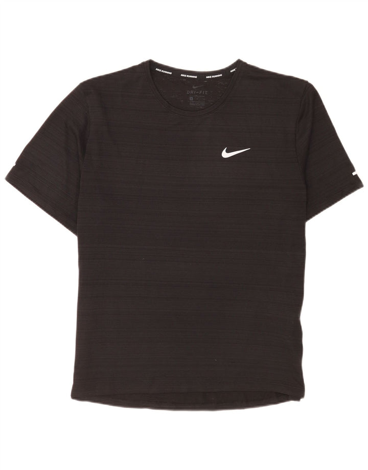 Camiseta masculina Nike Dri Fit Top médio preto listrado poliéster
