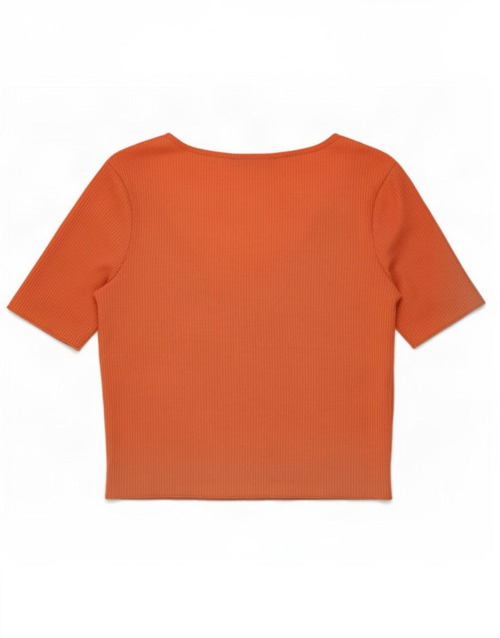 Zara Womens Short Sleeve Crop Top UK 12 Médio Rosa