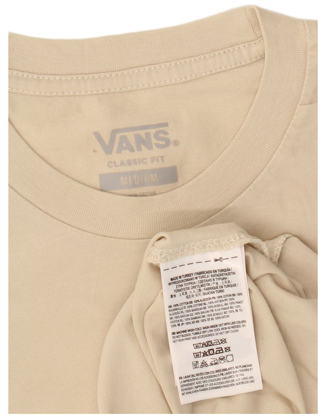 Camiseta Vans Masculina Classic Fit Graphic Top Médio Algodão Bege