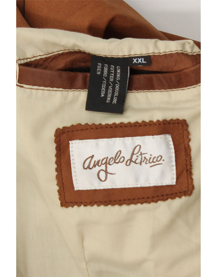 Colete masculino de couro ANGELO LITRICO 2XL couro marrom