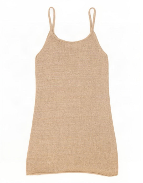Vestido slip feminino Zara Reino Unido 10 pequeno bege nylon