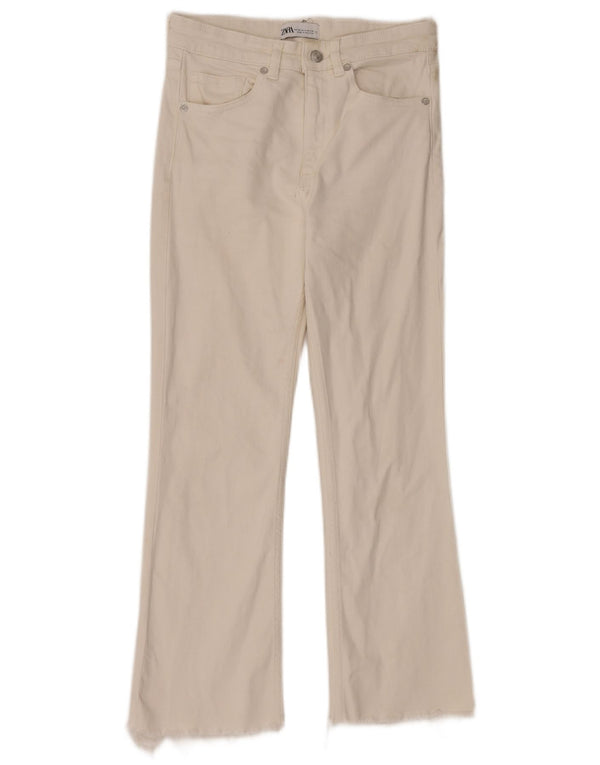 Zara Calça Jeans Feminina Crop Bootcut EU 38 Pequeno W28 L24 Branco