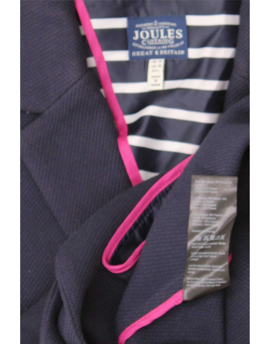 Jaqueta blazer feminina Joules com 1 botão Reino Unido 14 poliéster azul marinho médio
