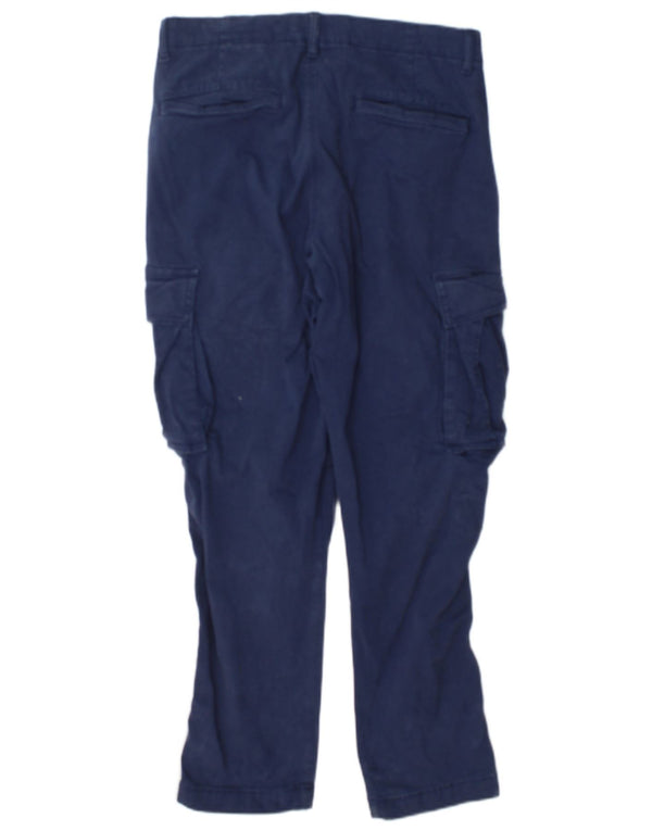 Calça cargo reta masculina Zara EU 40 pequeno W31 L29 algodão azul marinho