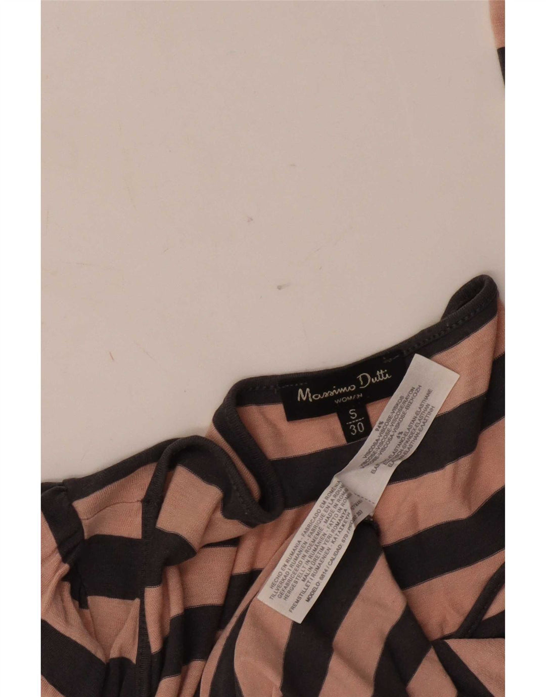 Top feminino Massimo Dutti de manga comprida UK 10 viscose listrada rosa pequena