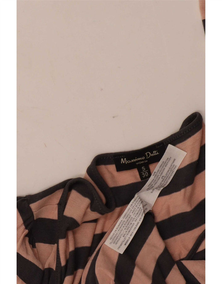 Top feminino Massimo Dutti de manga comprida UK 10 viscose listrada rosa pequena