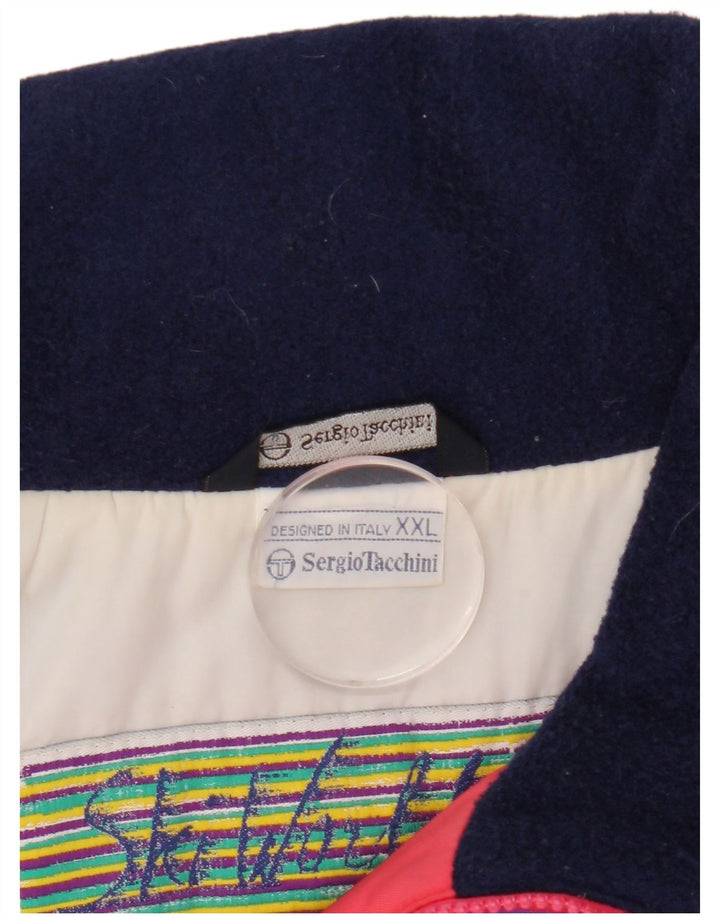 Jaqueta de esqui masculina Sergio Tacchini UK 44 2XL poliamida colorblock vermelha