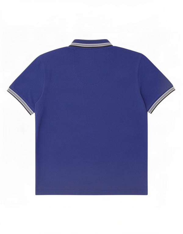 Camisa polo masculina Hugo Boss algodão listrado azul médio