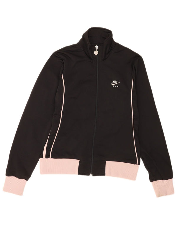 Nike Womens Air Tracksuit Top Jacket UK 8/10 Pequeno Preto Poliéster Esportes