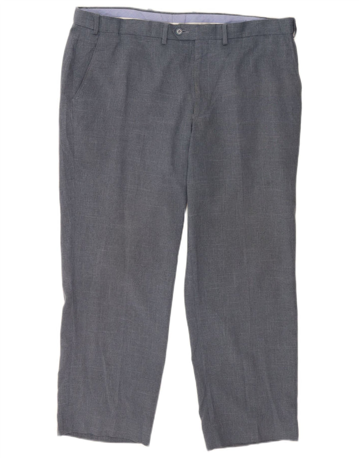 Calça masculina de ajuste regular Marks & Spencer W40 L29 poliéster azul marinho