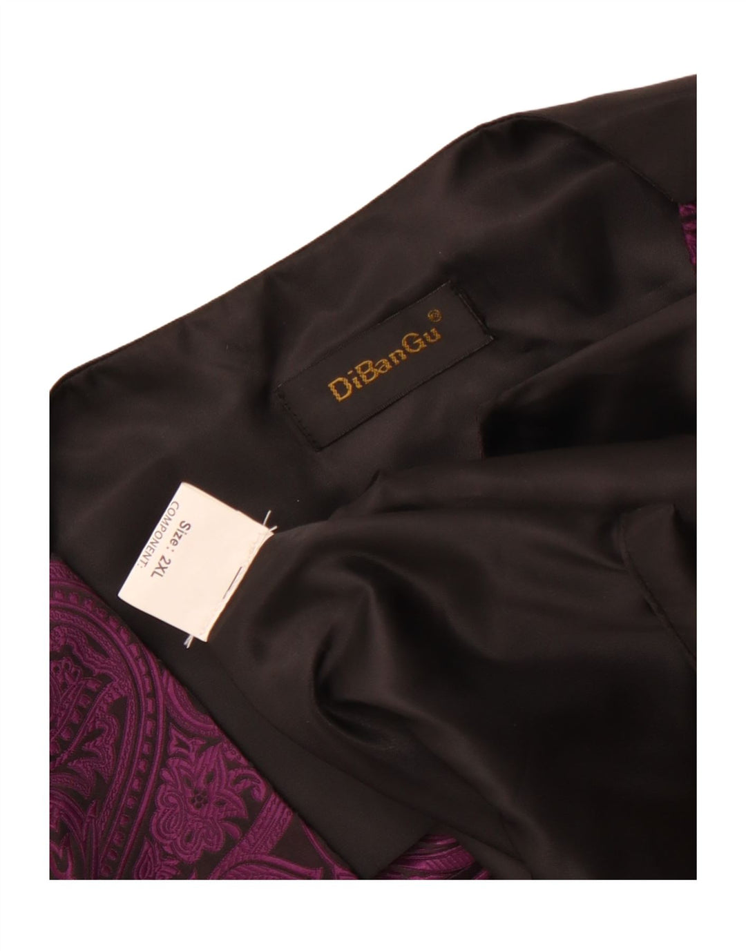 Colete masculino vintage 2XL poliéster roxo Paisley