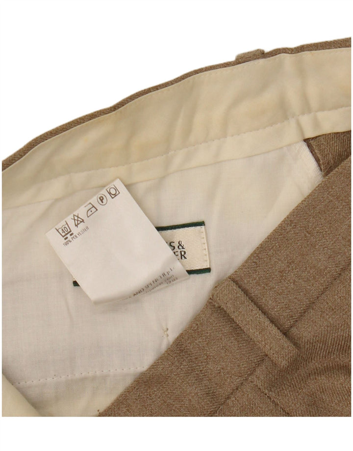 Calça chino reta masculina Marks & Spencer W32 L31 poliéster bege