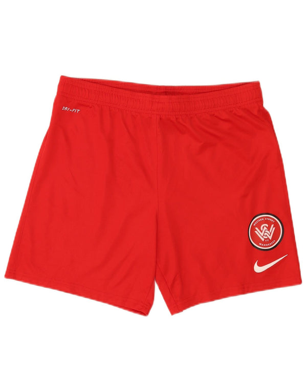 Shorts esportivos masculinos Nike Western Sydney Wanderers FC pequenos poliéster vermelho