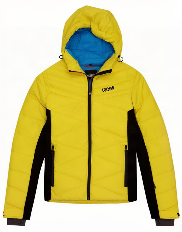 Jaqueta masculina acolchoada com capuz Colmar IT 48 poliéster colorblock amarelo médio