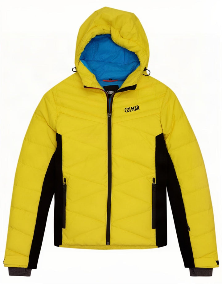 Jaqueta masculina acolchoada com capuz Colmar IT 48 poliéster colorblock amarelo médio