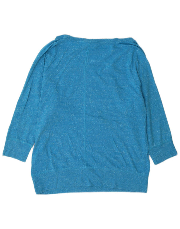 Suéter gráfico feminino Nike manga 3/4 UK 16 grande azul manchado