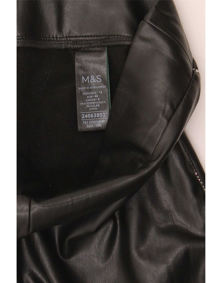 Leggings femininas de couro sintético Marks & Spencer Reino Unido 12 poliéster preto médio