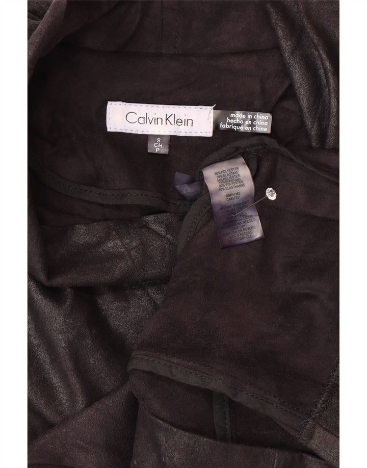 Jaqueta bomber feminina de couro sintético Calvin Klein UK 10 pequena motociclista preta