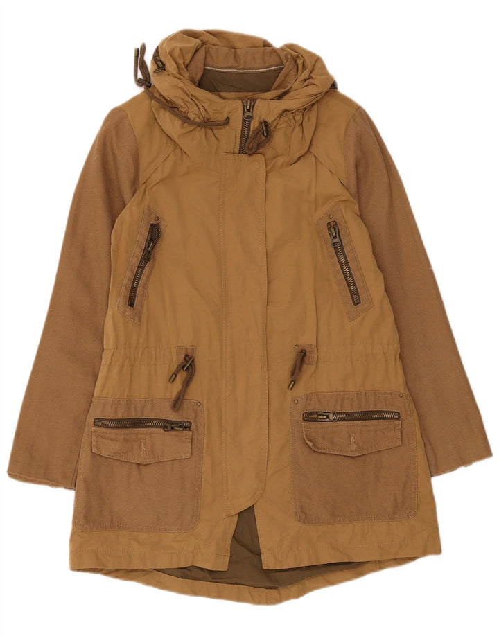 Jaqueta Parka Feminina Zara Reino Unido 10 Pequeno Algodão Marrom