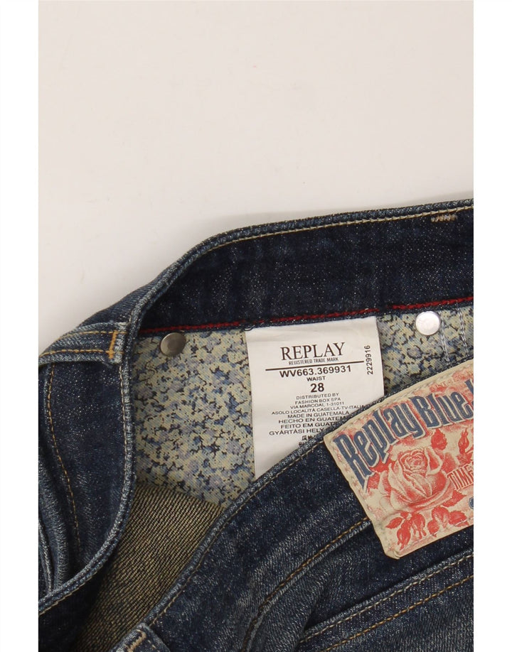 Shorts jeans feminino Replay W28 algodão azul médio