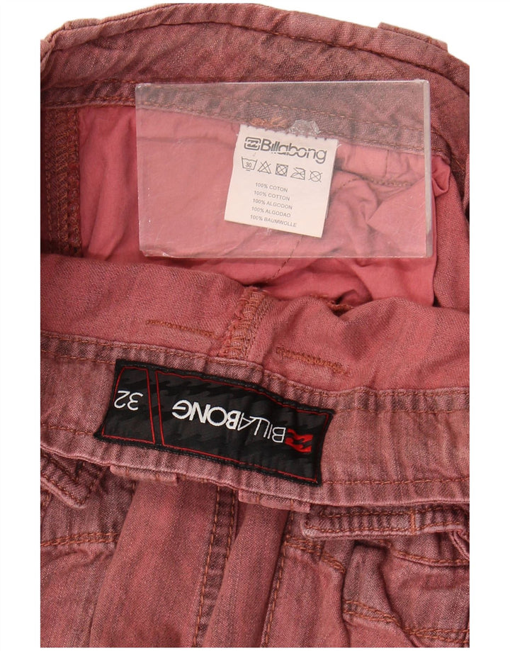 Billabong Mens Cargo Shorts W32 Médio Algodão Vermelho