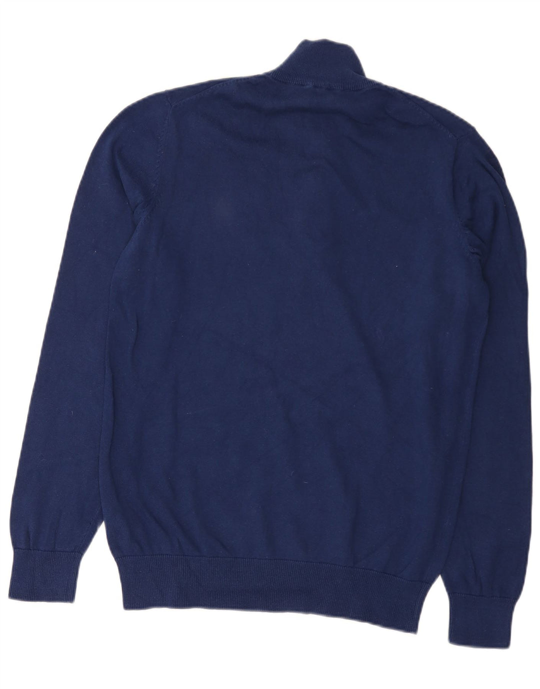 Suéter masculino Crew Clothing com zíper e gola alta de algodão azul marinho médio