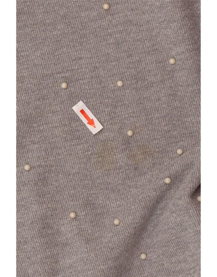 Zara Womens Hooded Oversized Top Manga Longa Reino Unido 14 Médio Cinza Manchado