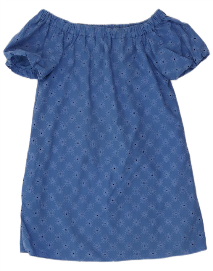 Zara Mini vestido sem ombro feminino UK 10 pequeno azul