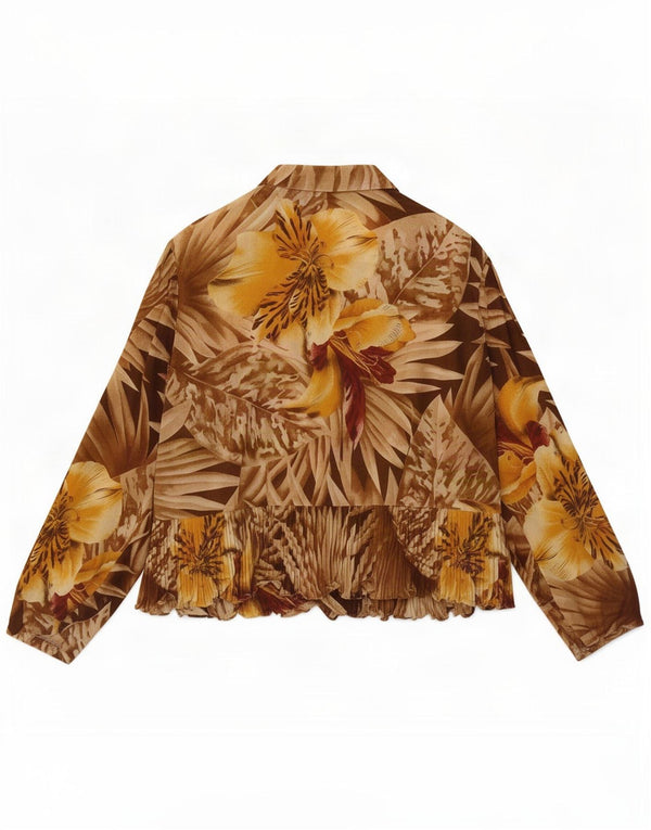 Jaqueta blazer feminina vintage de 5 botões Reino Unido 16 grande marrom floral
