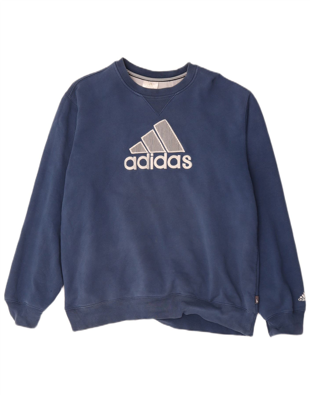 Adidas Mens Graphic Moletom Jumper Grande Algodão Azul Marinho