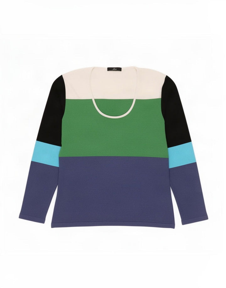 Top feminino Fay de manga comprida UK 14 grande multicolorido colorblock viscose