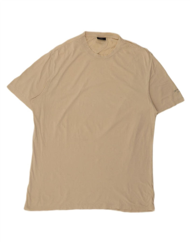 TRUSSARDI JEANS Camiseta masculina Top 2XL Algodão Bege