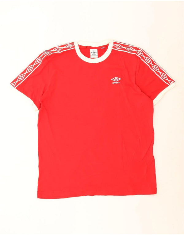 Camiseta gráfica masculina UMBRO Top 2XL algodão colorblock vermelho