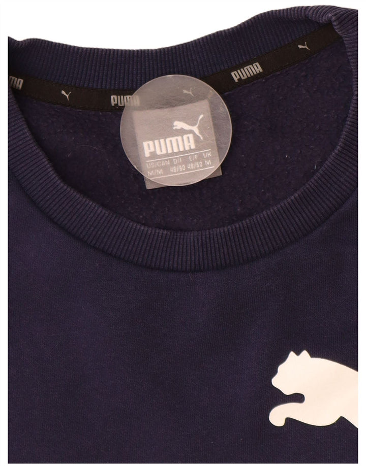 Puma Mens Graphic Moletom Jumper Médio Azul Marinho Algodão