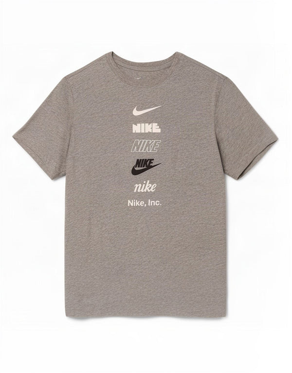Camiseta Nike masculina gráfica top pequeno cinza manchado