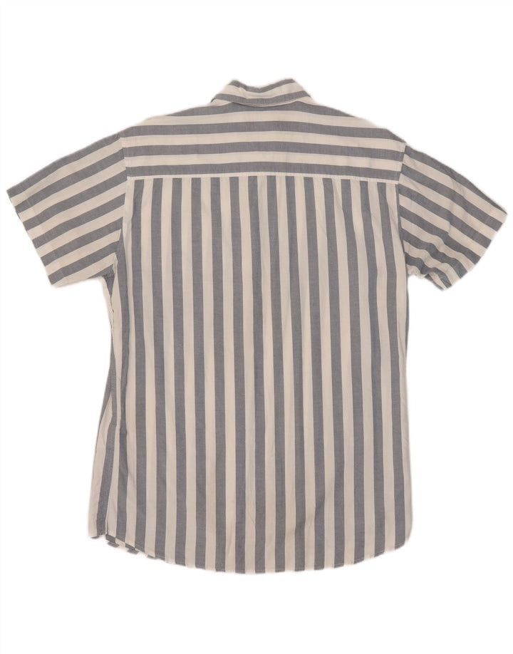 Camisa masculina de manga curta Jack & Jones de algodão listrado azul médio