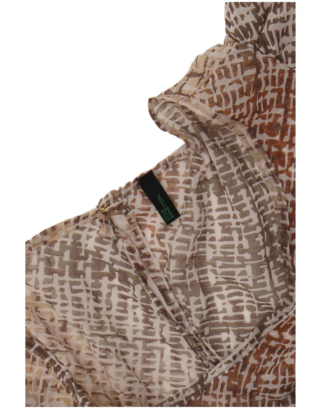 Vestido feminino BENETTON Batwing A-Line Reino Unido 12 xadrez bege médio