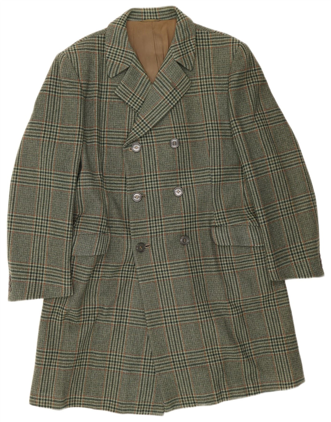 Casaco masculino Marzotto com peito duplo Reino Unido 38 Houndstooth verde médio