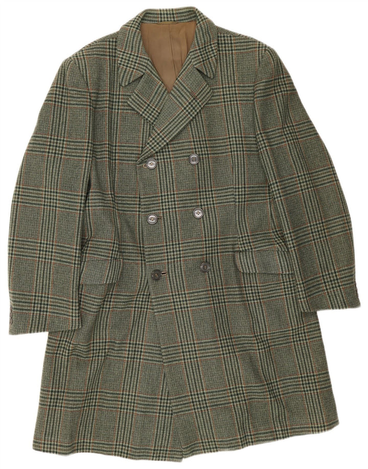 Casaco masculino Marzotto com peito duplo Reino Unido 38 Houndstooth verde médio