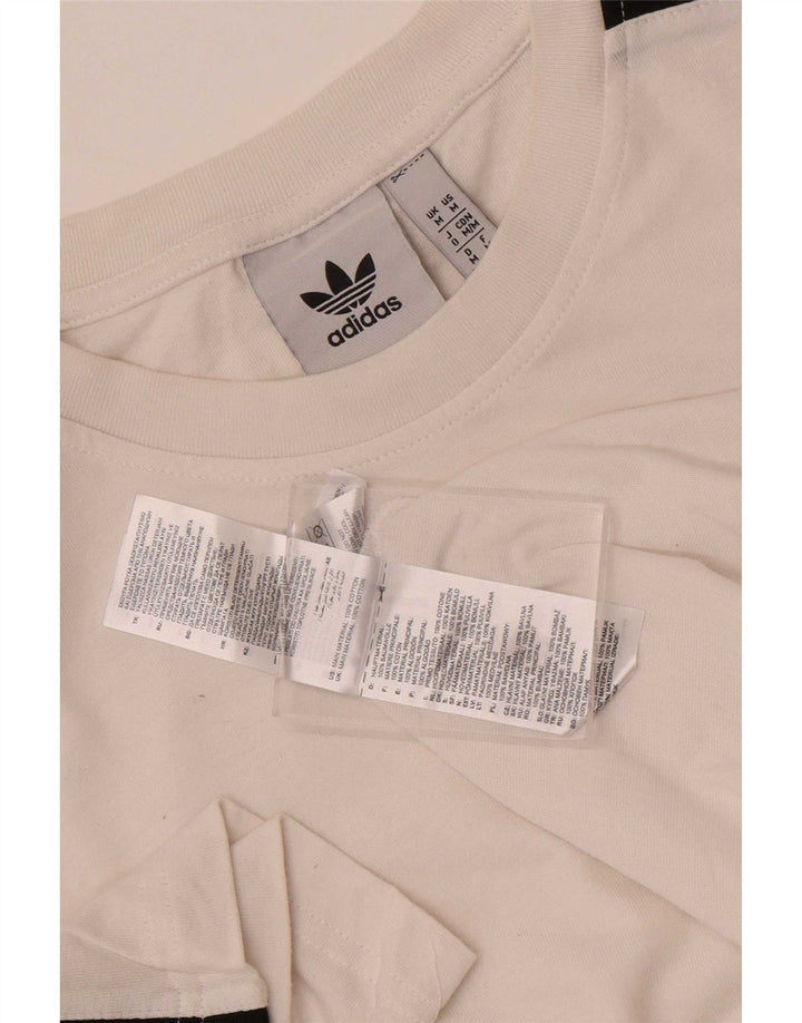 Adidas Mens Camiseta Top Médio Algodão Branco