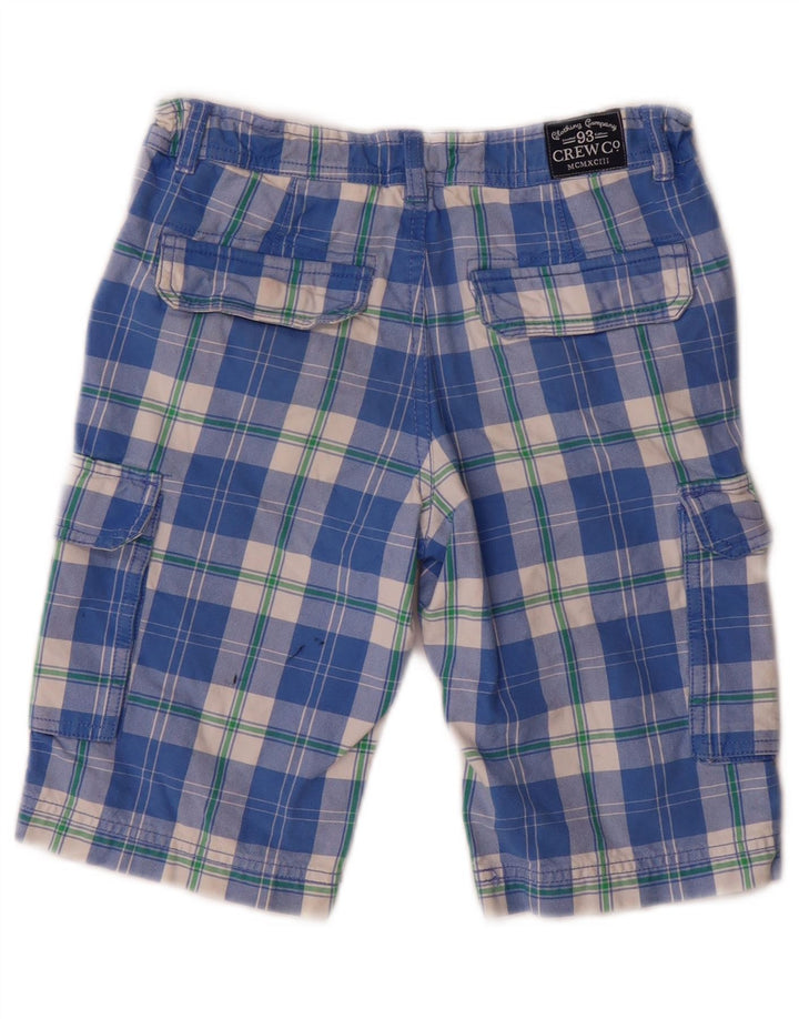 Shorts cargo masculinos Crew Clothing 8-9 anos W24 algodão xadrez azul