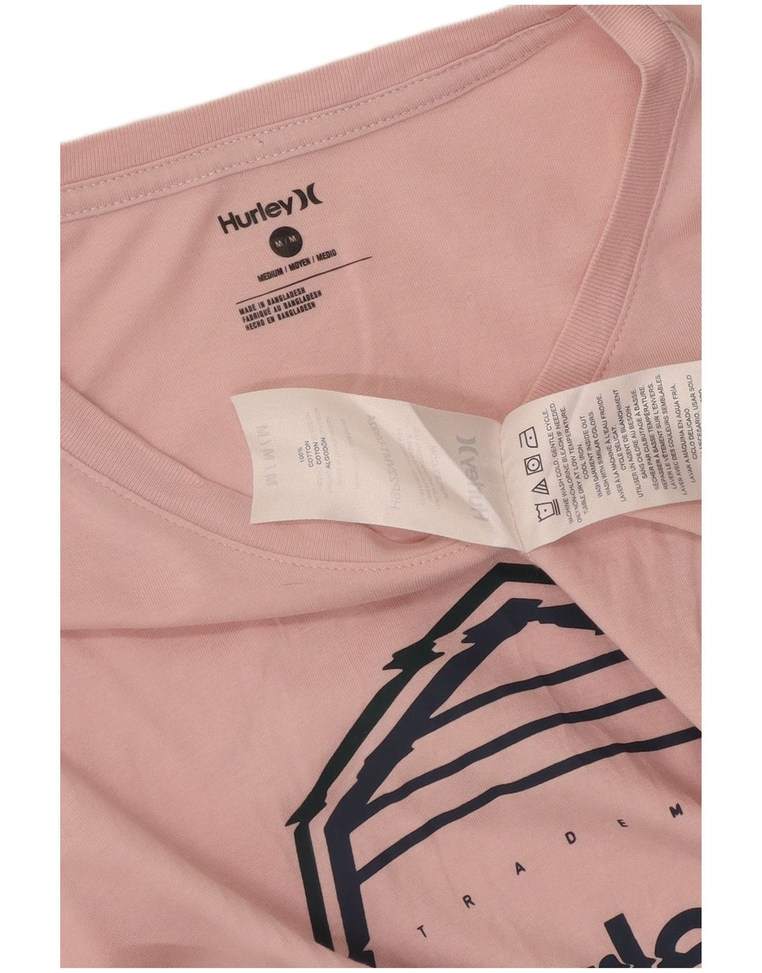 Camiseta gráfica masculina Hurley Top médio algodão rosa