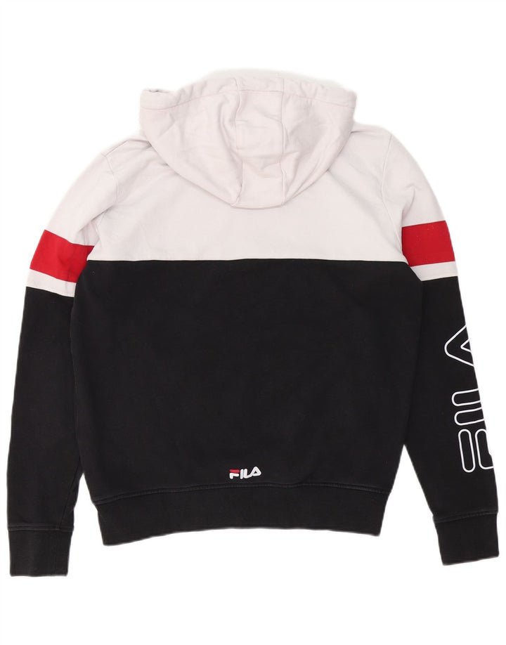 FILA Mens Graphic Hoodie Jumper XS Preto Colorblock Algodão