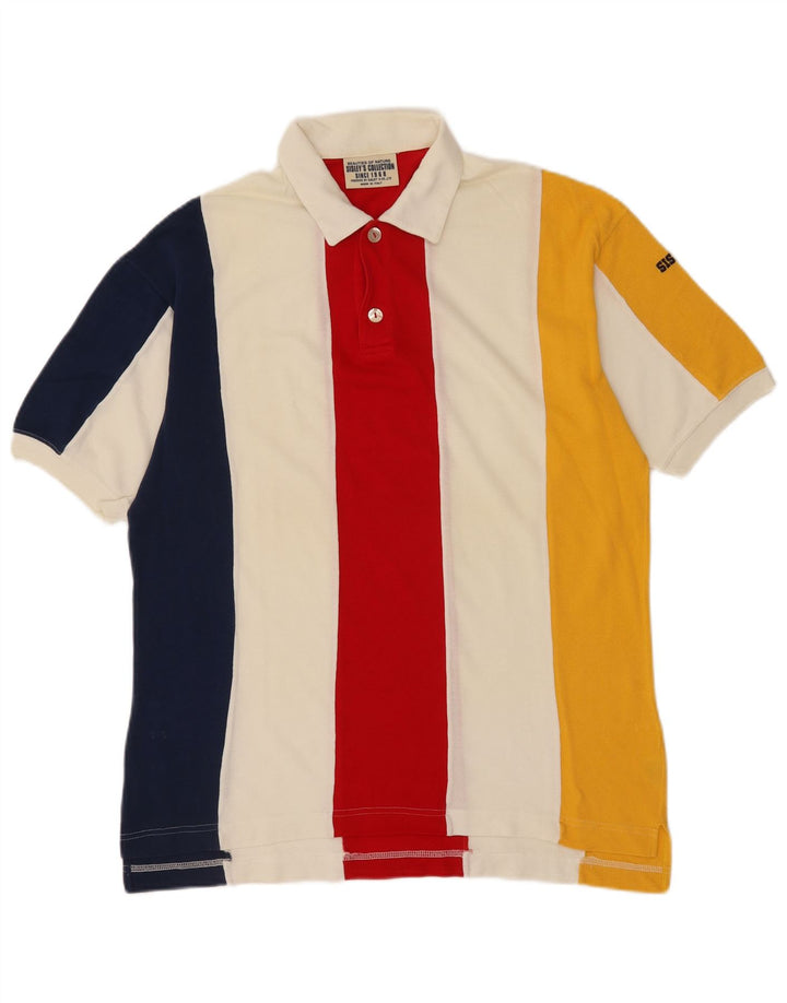 Camisa polo masculina Sisley grande algodão listrado multicolorido