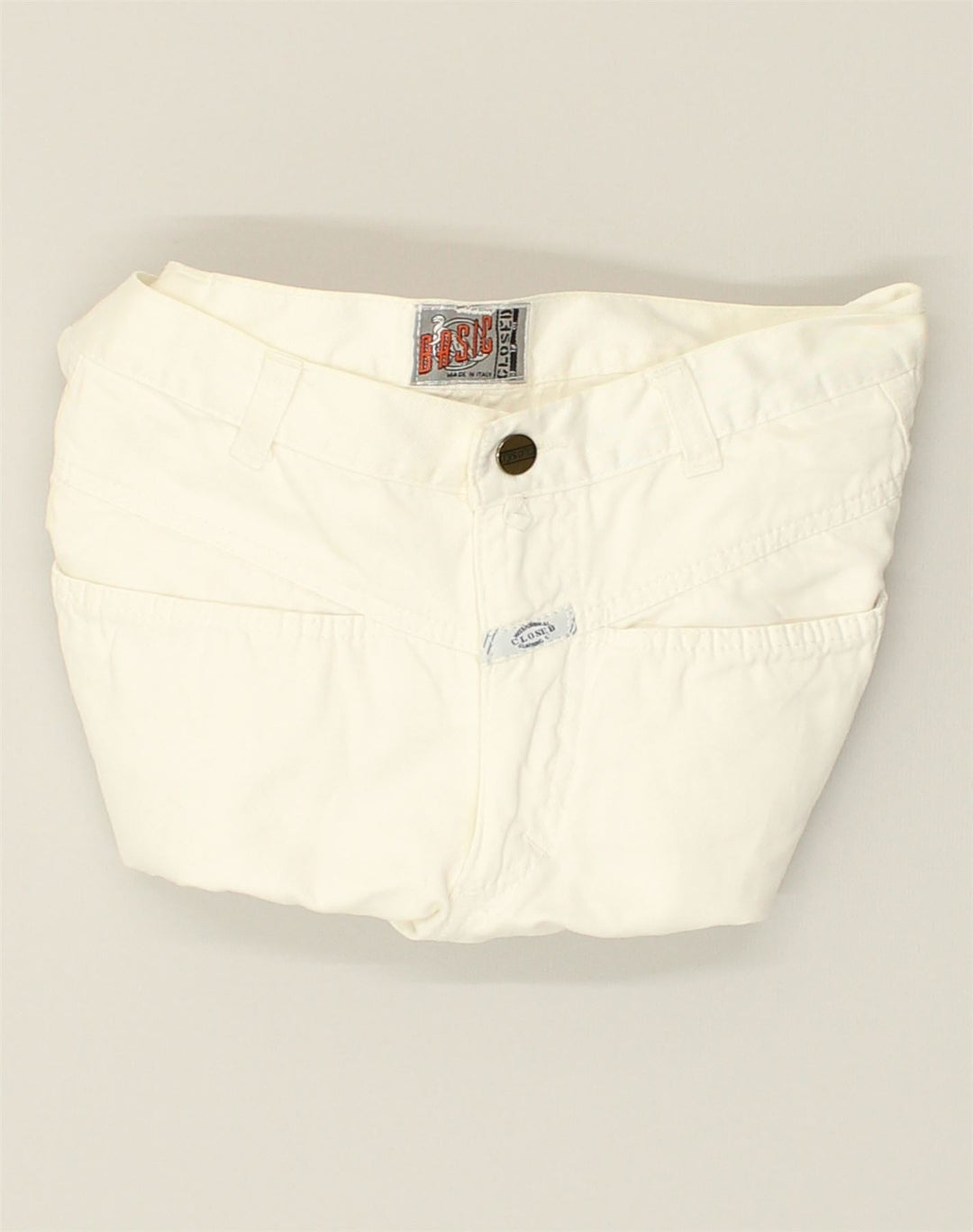 BASIC Womens Tapered Casual Trousers W32 L31 White Cotton | Vintage Basic | Thrift | Second-Hand Basic | Used Clothing | Messina Hembry 