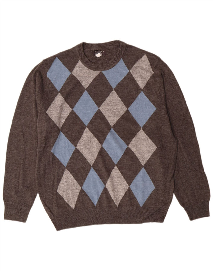 Suéter masculino Dockers com gola redonda, grande cinza argyle/acrílico diamante