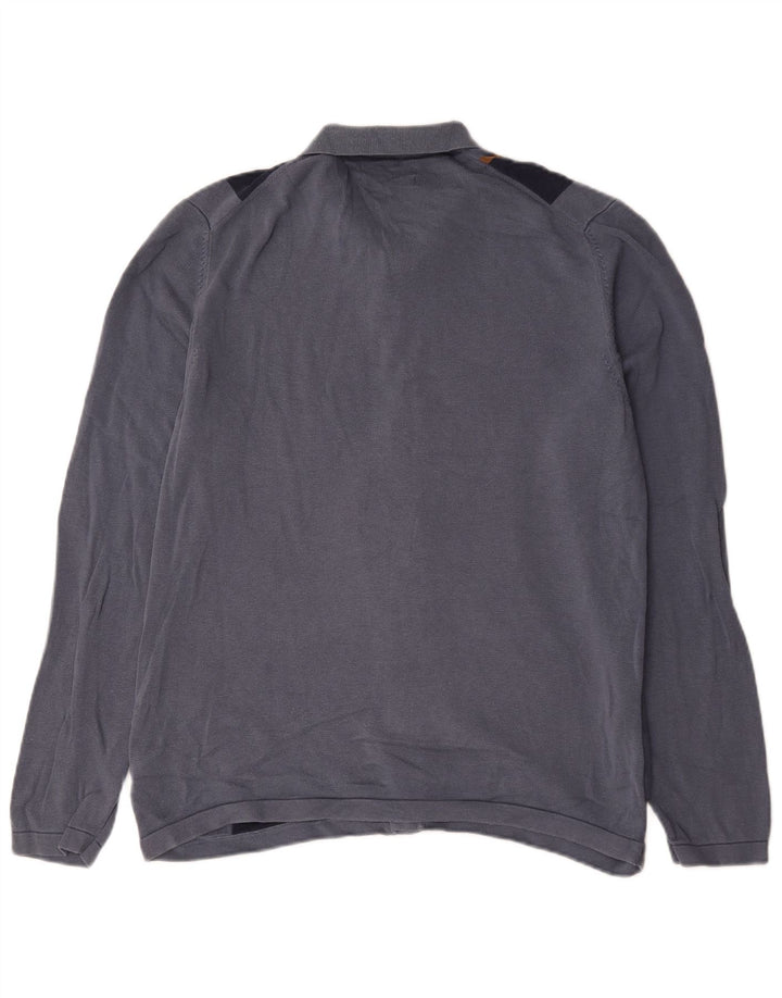 Suéter cardigã masculino Marks & Spencer grande algodão listrado azul marinho