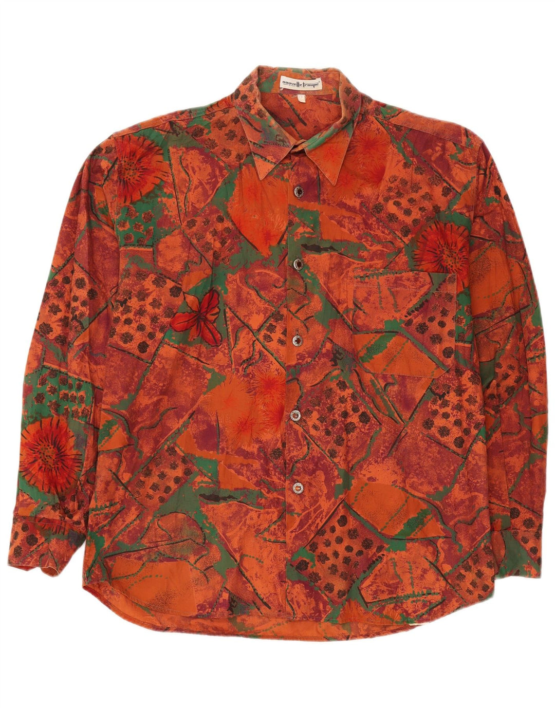 Camisa masculina vintage grande patchwork laranja
