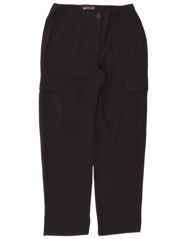 Calça cargo feminina reta Marks & Spencer Reino Unido 14 grande W34 L32 preta