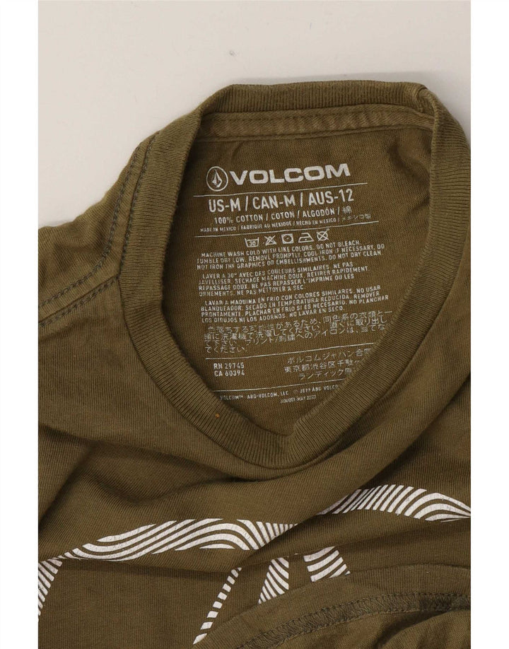 Camiseta gráfica masculina Volcom 11-12 anos algodão cáqui médio